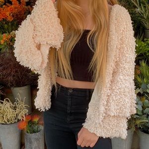 Cream Fuzzy Detail Jacket